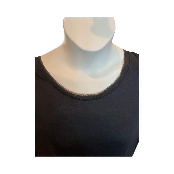 Simply Vera Vera Wang Mixed Media Tunic Top w/ Pleated Chiffon Back | Navy | XL - Picture 5 of 8